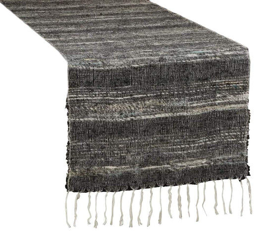 Fennco Styles Homey Cotton Table Runner with Stripes 16 x 72 Inch – Black Table Cover for Home Décor, Dining Table, Banquets, Holidays and Special Events