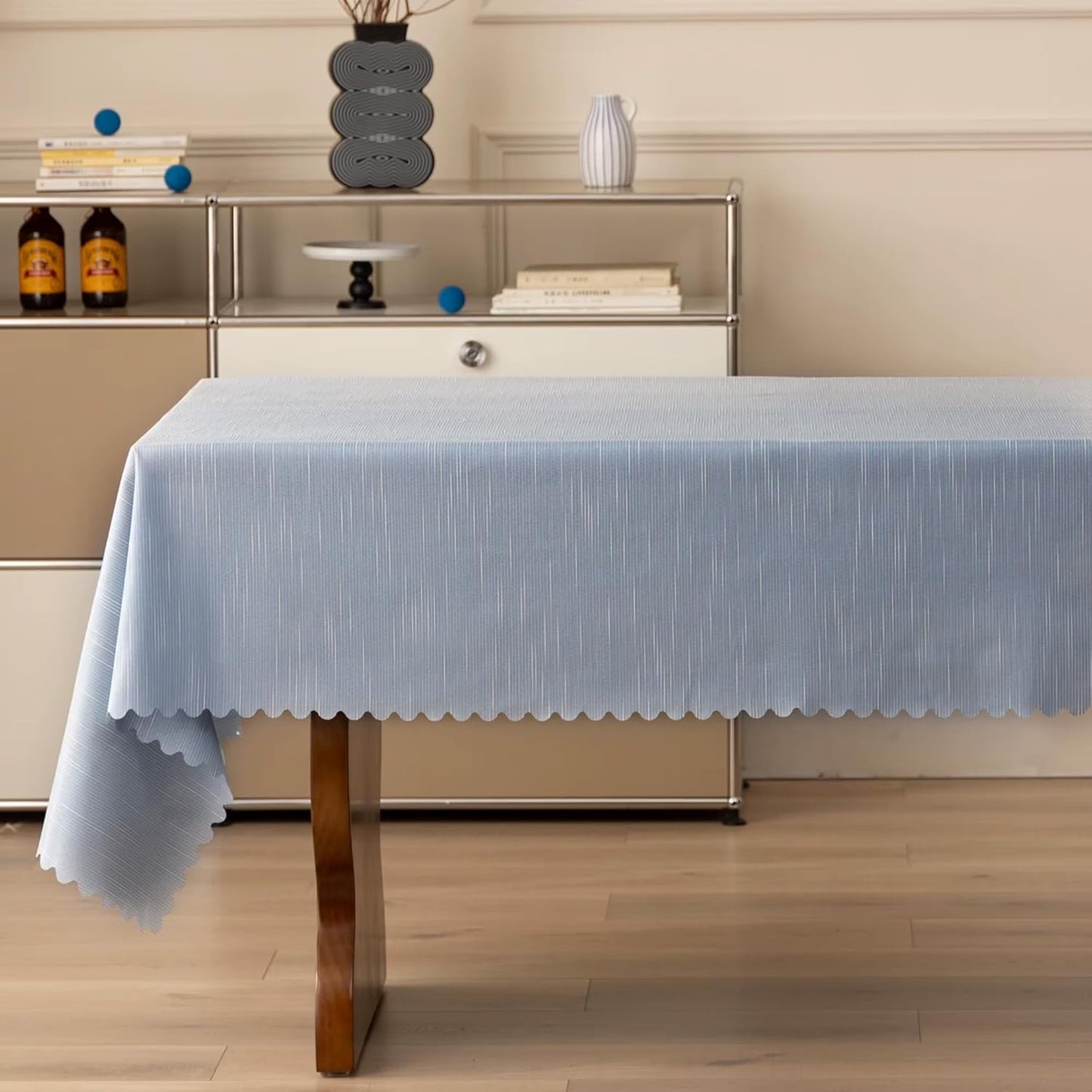 Fennco Styles Wave Border Solid Tablecloth