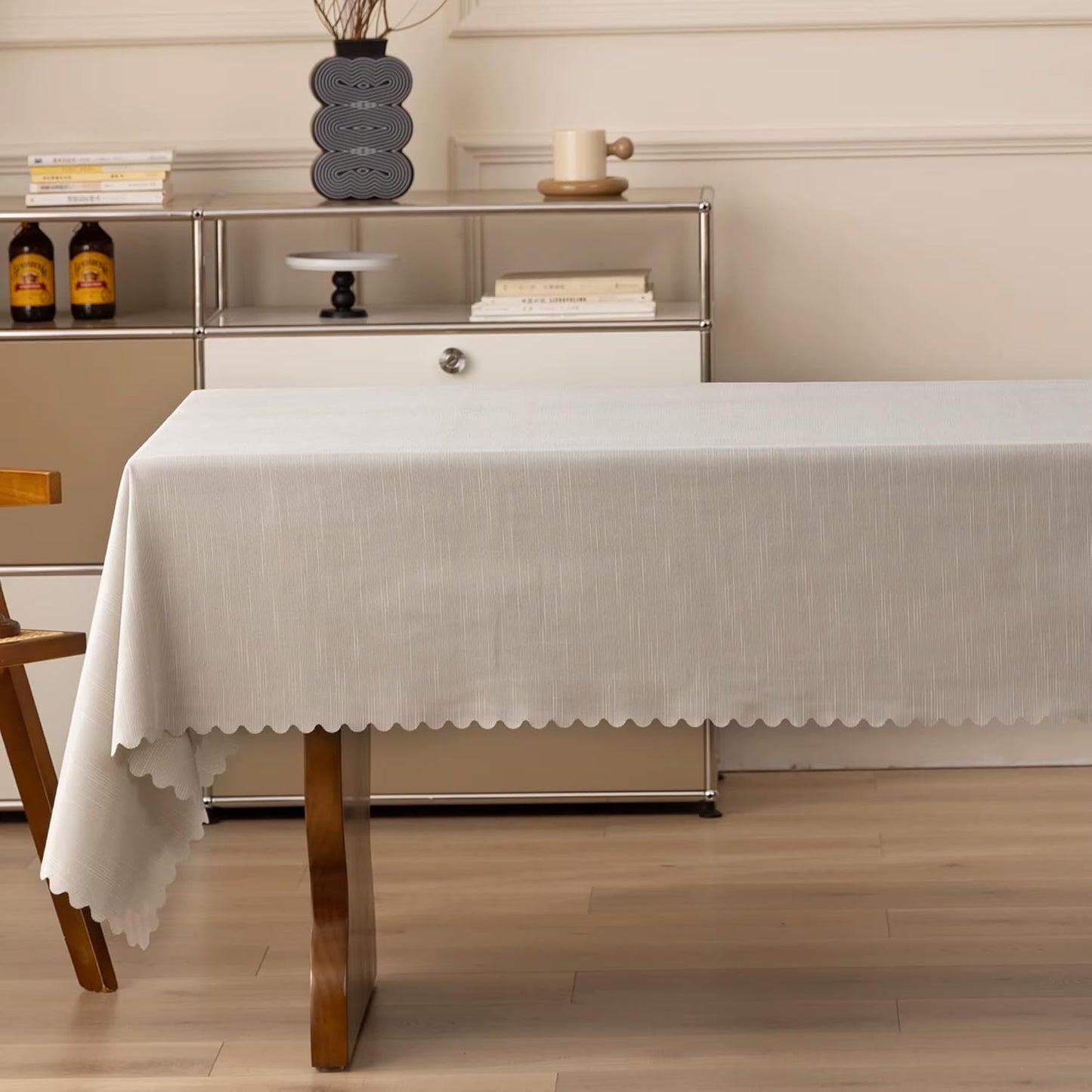 Fennco Styles Wave Border Solid Tablecloth