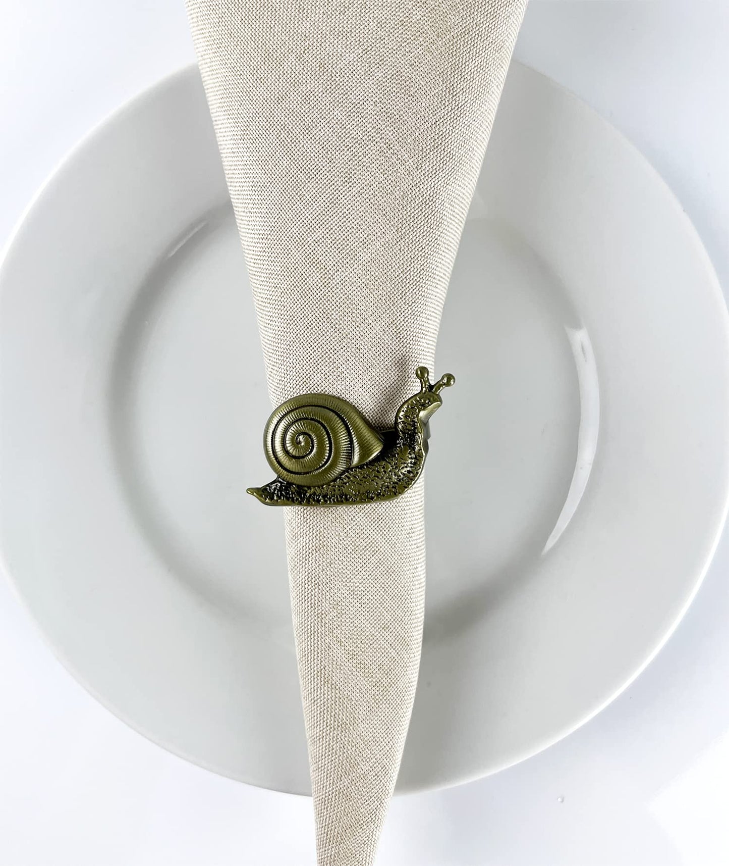 Fennco Styles Nature's Touch Snail Metal Napkin Rings, Set of 4 – Copper Napkin Holders for Family Dinner, Themed Party, Table Décor, Banquets, Holidays and Special Occasion