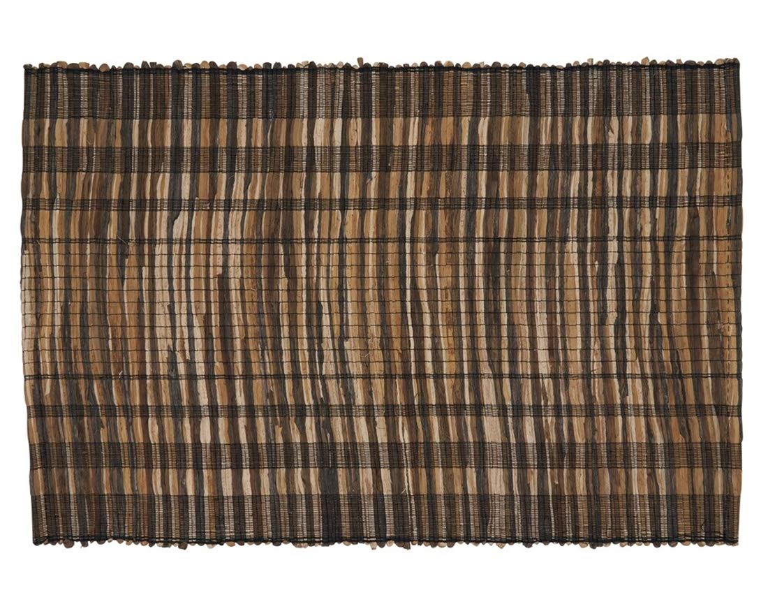 Fennco Styles Classic Striped Texture Water Hyacinth Table Runner 14 x 72 Inch - Black Table Cover for Home Décor, Dining Table, Banquets, Holiday and Special Events