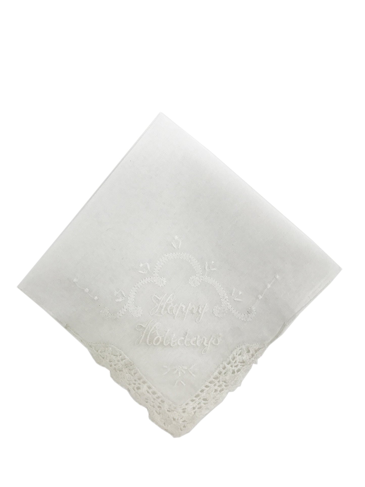 Fennco Styles Embellished Holiday Christmas Handkerchiefs - 4 Styles -11" Square - Set of 4 (Happy Holidays)