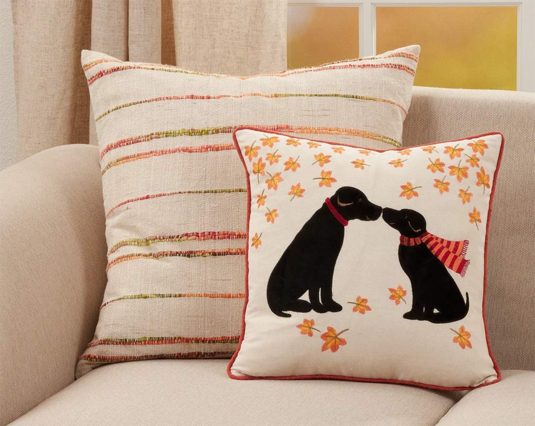 Fennco Styles Cute Puppy Love Design Cotton Decorative Throw Pillow 16" W x 16" L - Multicolor Cushion for Home, Couch, Living Room, Bedroom and Office Décor