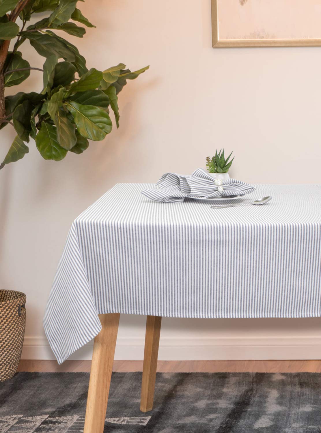 Fennco Styles Simple Ticking Stripes 100% Pure Cotton Placemats 13 x 19 Inch, Set of 4