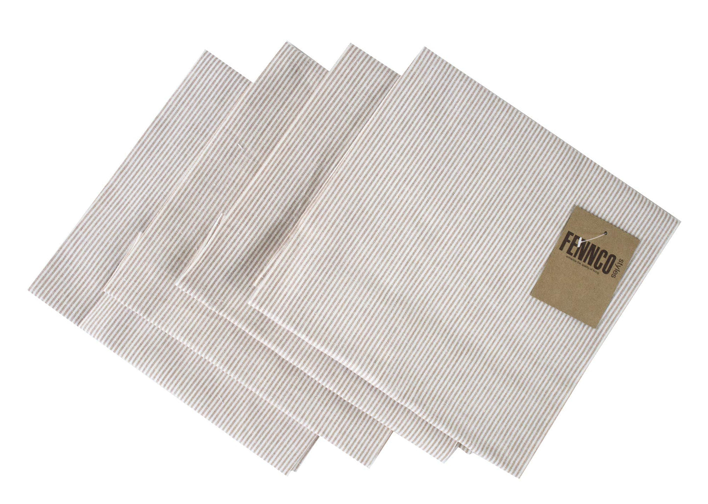 Fennco Styles Farmhouse Neutral Striped 100% Pure Cotton Tablecloth - Yellow Tablecloth for Everyday Use, Banquets, Family Gathering, Special Events and Home Décor