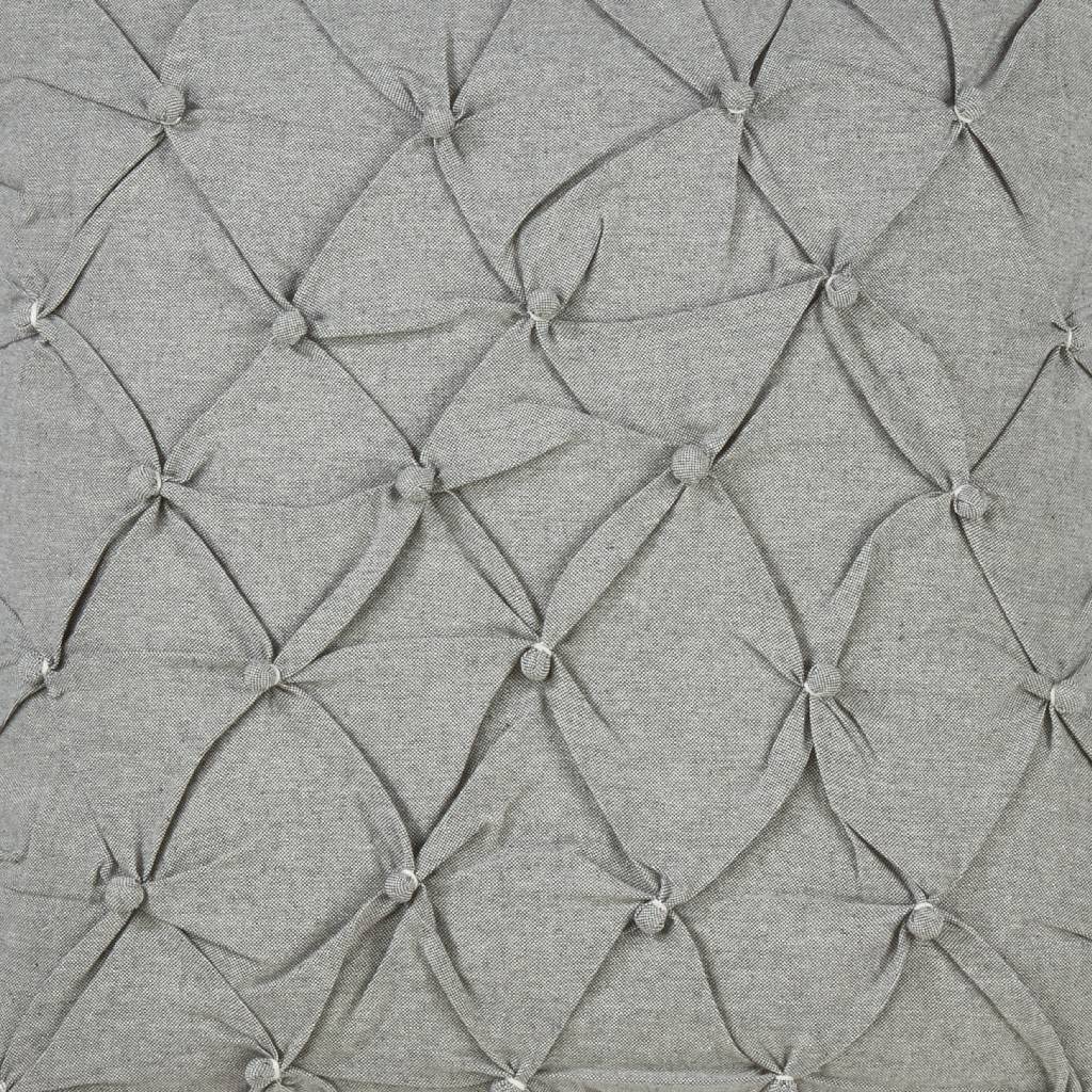 Fennco Styles Pintuck Diamond Design Cotton Down Filled Decorative Throw Pillow 18" W x 18" L – Grey Textured Accent Cushion for Home, Couch, Bedroom, Living Room and Office Décor