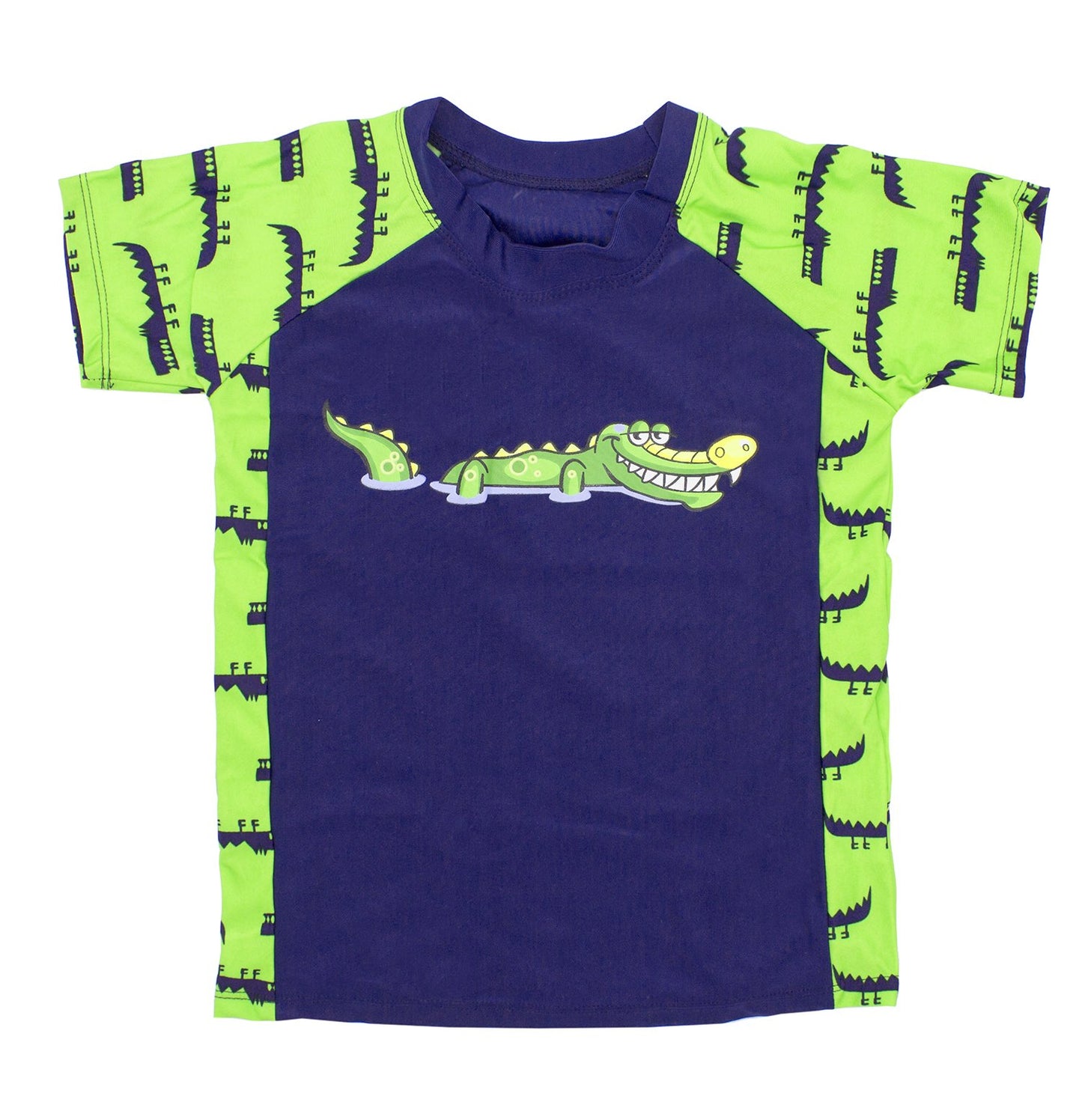 stylesilove Kids Boy Cartoon Dinosaur Shark Rashguard Top & Swim Shorts with Hat 3 pcs Set