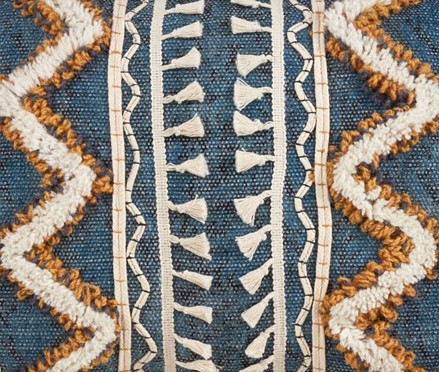 Fennco Styles Bohemian Block Print Tufted 100% Cotton Home Décor – Variety Color Home Decorations for Couch, Bedroom and Living Room Décor