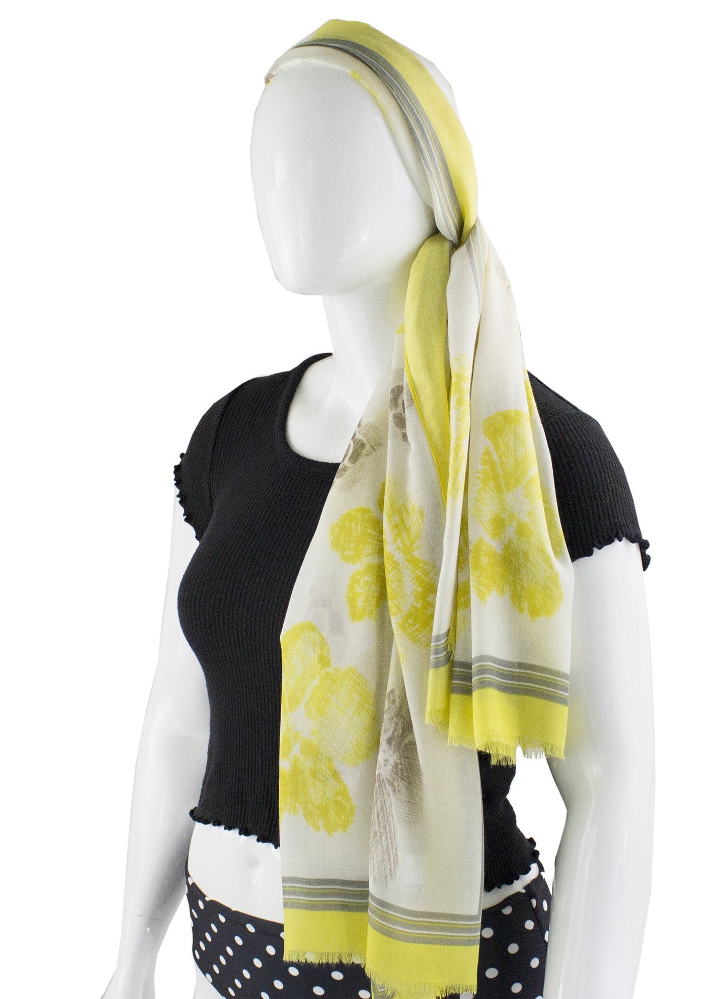 stylesilove Women Vintage Flower Frayed Edges Oversized Scarf Soft Shawl