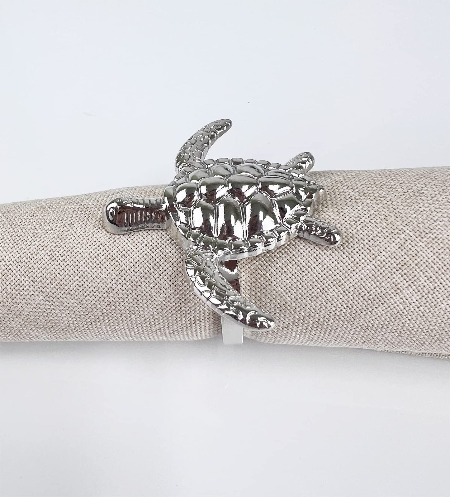 Fennco Styles Nature's Touch Sea Turtle Metal Napkin Rings, Set of 4 – Bronze Sea Creatures Napkin Holders for Family Dinner, Themed Party, Table Décor, Banquets, Holidays and Special Occasion