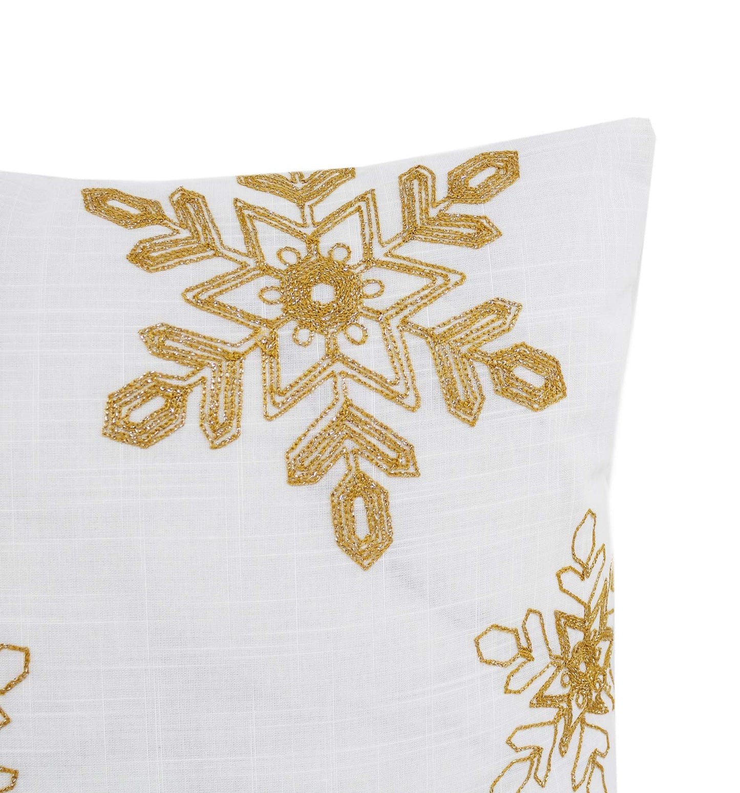 Fennco Styles Holiday Nivalis Collection Snowflake Design Christmas Decorative Throw Pillow - 3 Colors (Pillow Case + Insert, Gold)