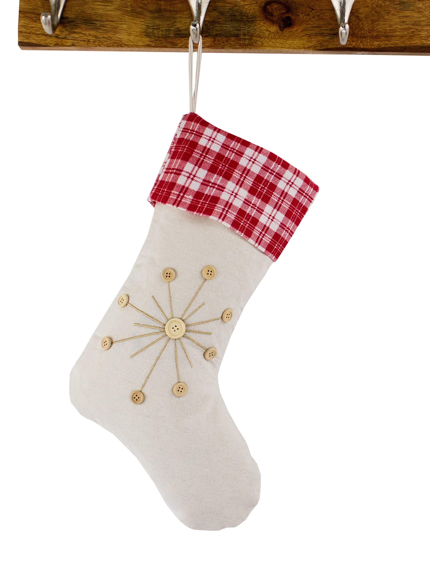 Fennco Styles Holiday Christmas Patterned Linen Hanging Stocking