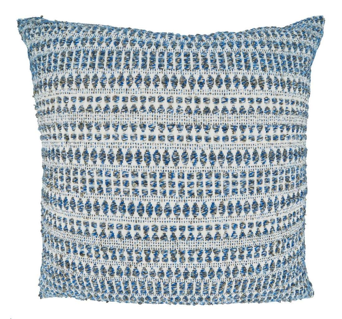 Fennco Styles Modern Woven Line Decorative Throw Pillow Cover 22" W x 22" L - Blue Cushion Case for Home, Couch, Living Room, Bedroom and Office Décor