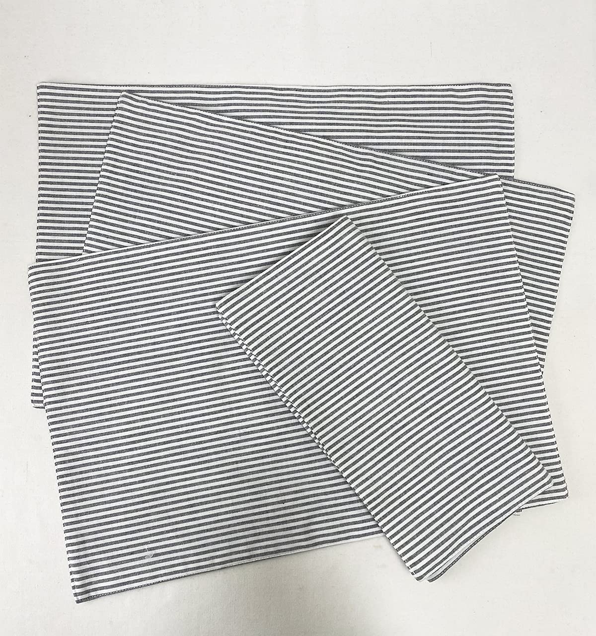 Fennco Styles Simple Ticking Stripes 100% Pure Cotton Placemats 13 x 19 Inch, Set of 4