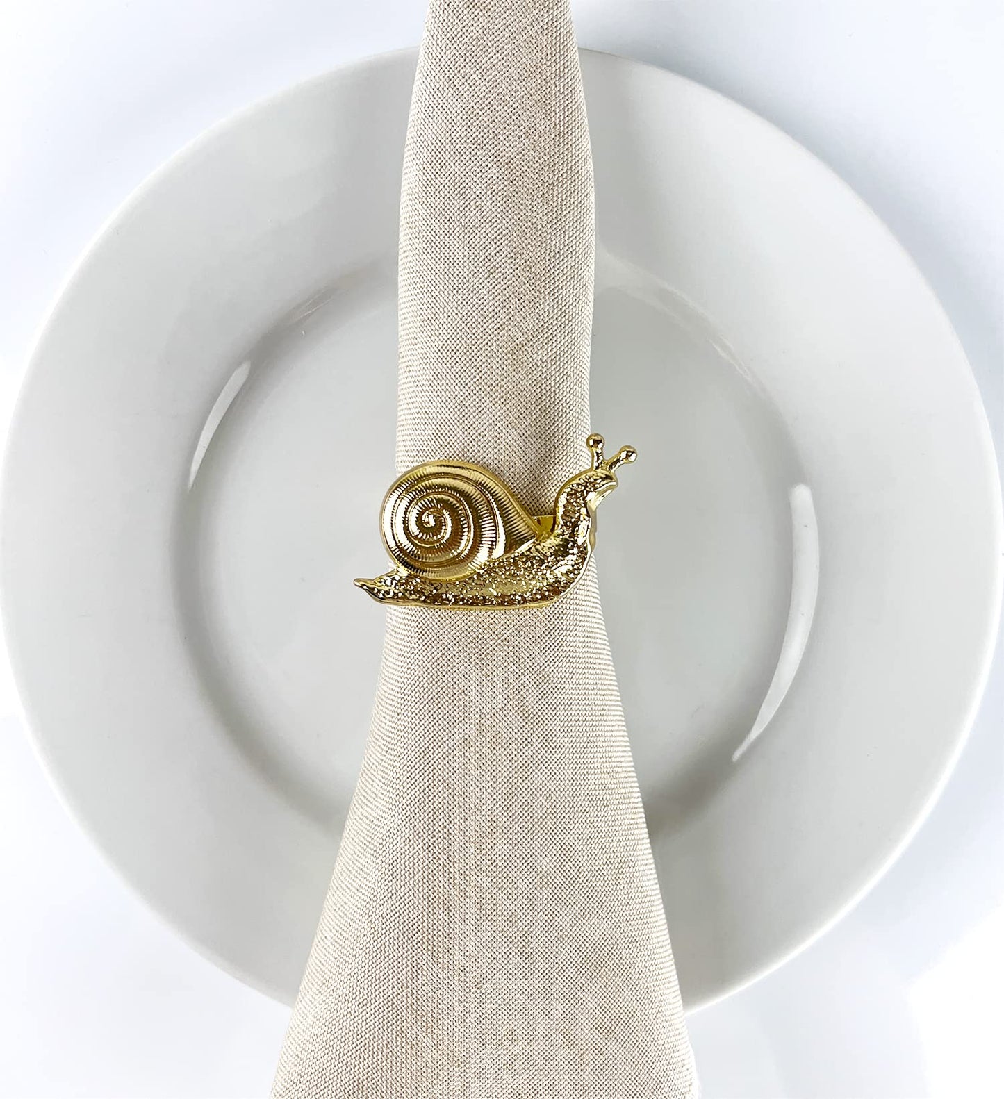 Fennco Styles Nature's Touch Snail Metal Napkin Rings, Set of 4 – Copper Napkin Holders for Family Dinner, Themed Party, Table Décor, Banquets, Holidays and Special Occasion