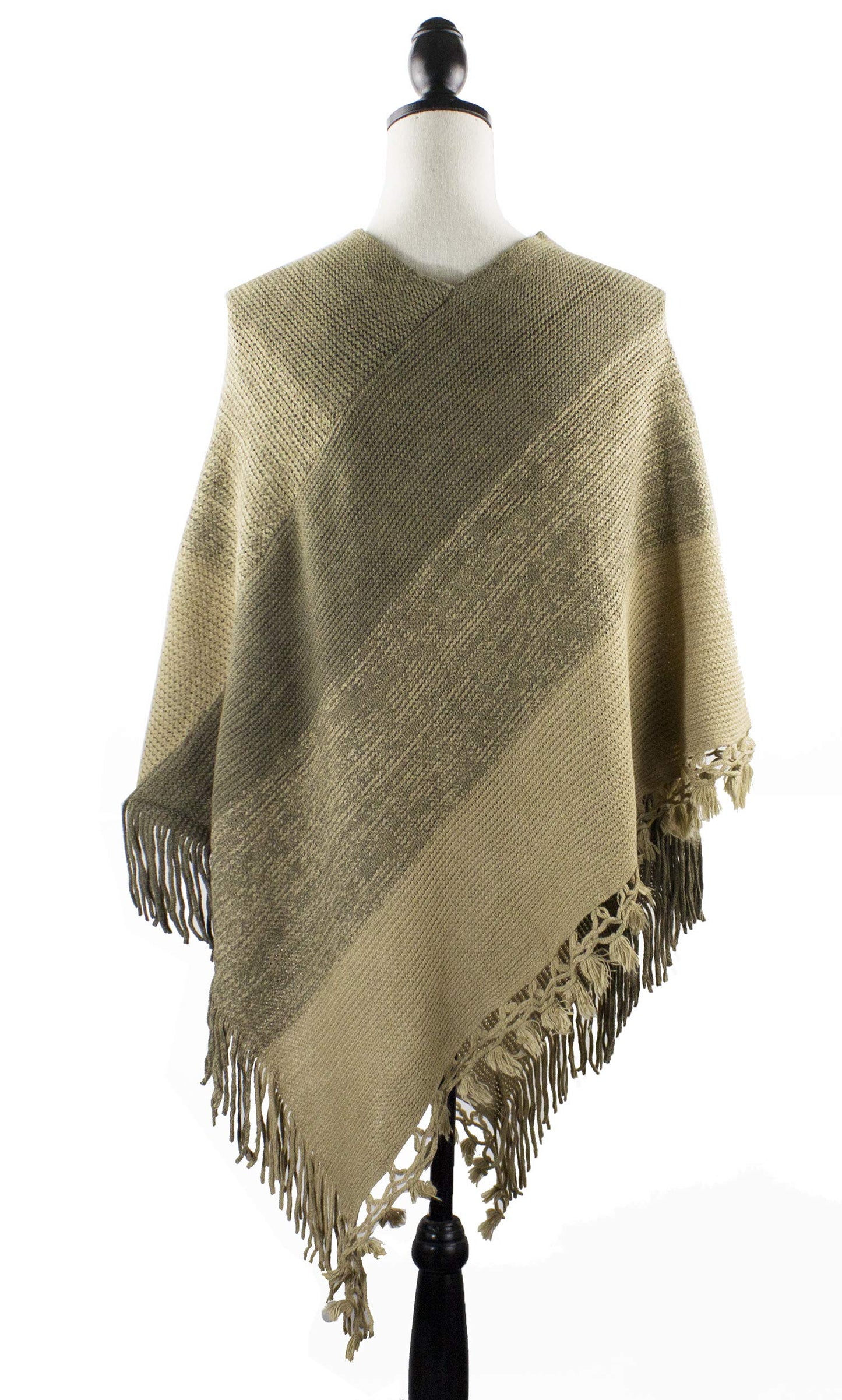 stylesilove Women Color Block Fringe Tassel Poncho Sweater Pullover Cardigan Wrap Topper for Warm Seasons