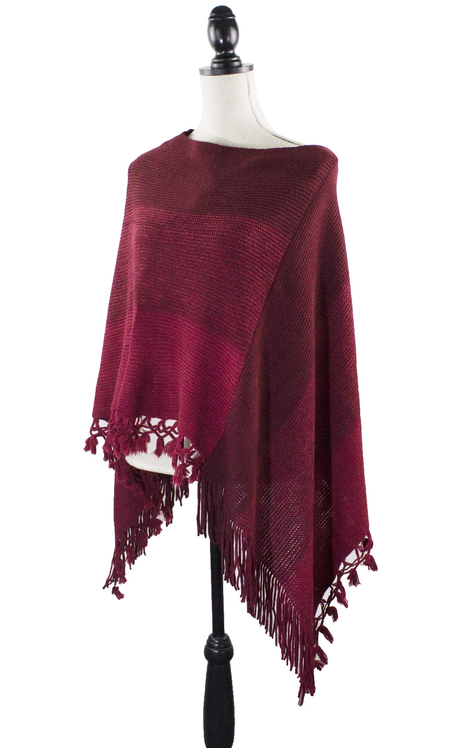 stylesilove Women Color Block Fringe Tassel Poncho Sweater Pullover Cardigan Wrap Topper for Warm Seasons