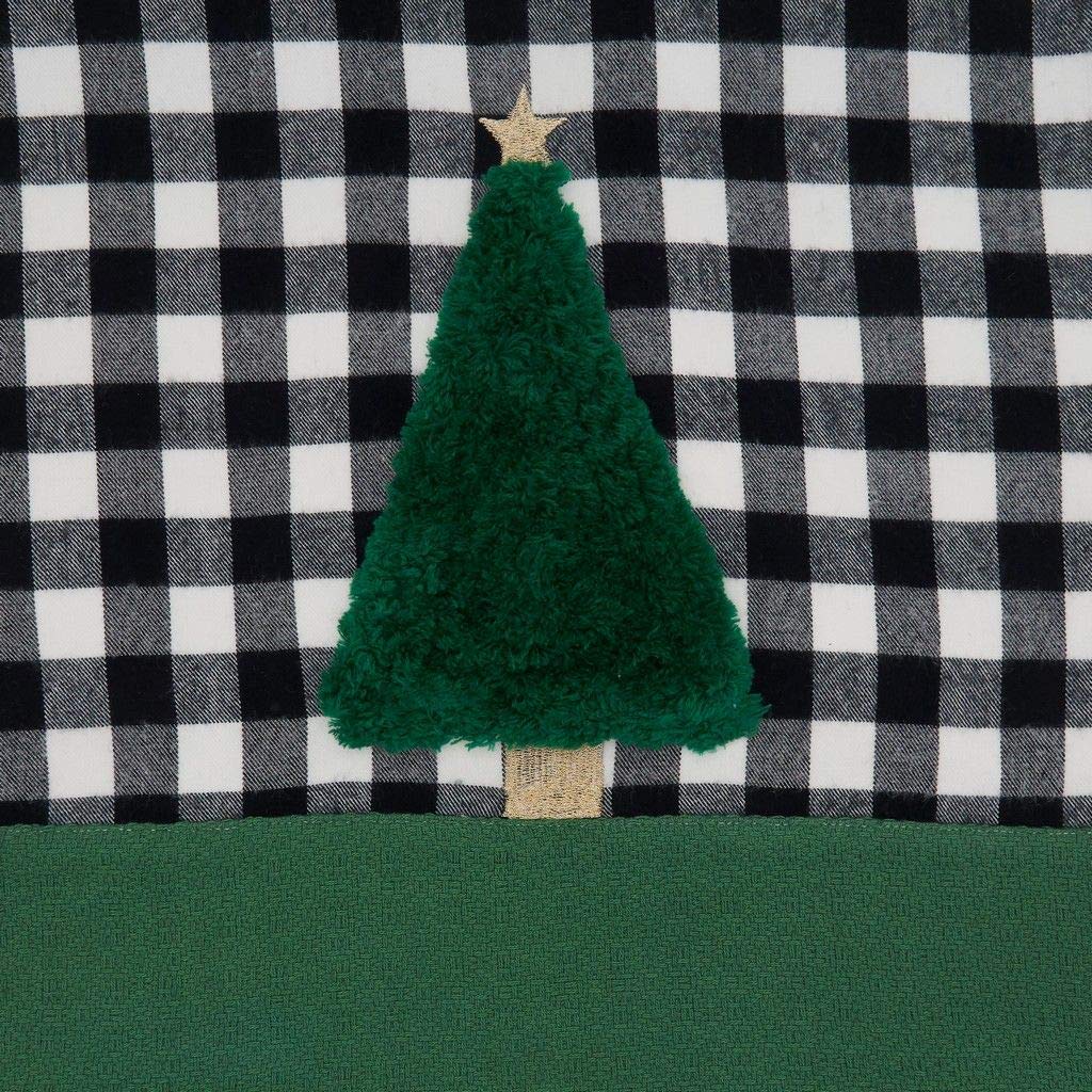 Fennco Styles Classic Buffalo Plaid Holiday Tree with Tassel Table Runner 16" W x 72" L - Green Festive Table Cover for Christmas Décor, Dining Table, Banquet, Family Gathering and Special Occasion