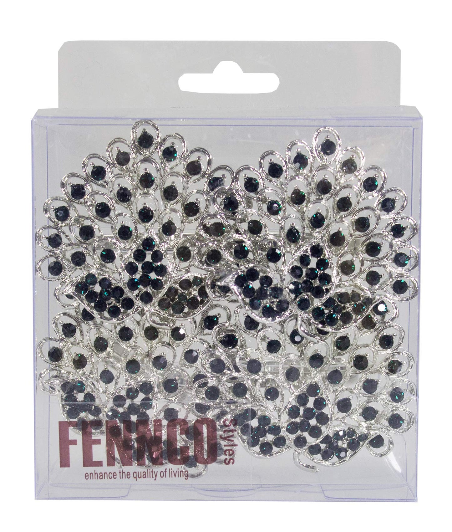 Fennco Styles Rhinestone Crystal Flower Napkin Rings Wedding Holiday Table Decoration - Set of 4