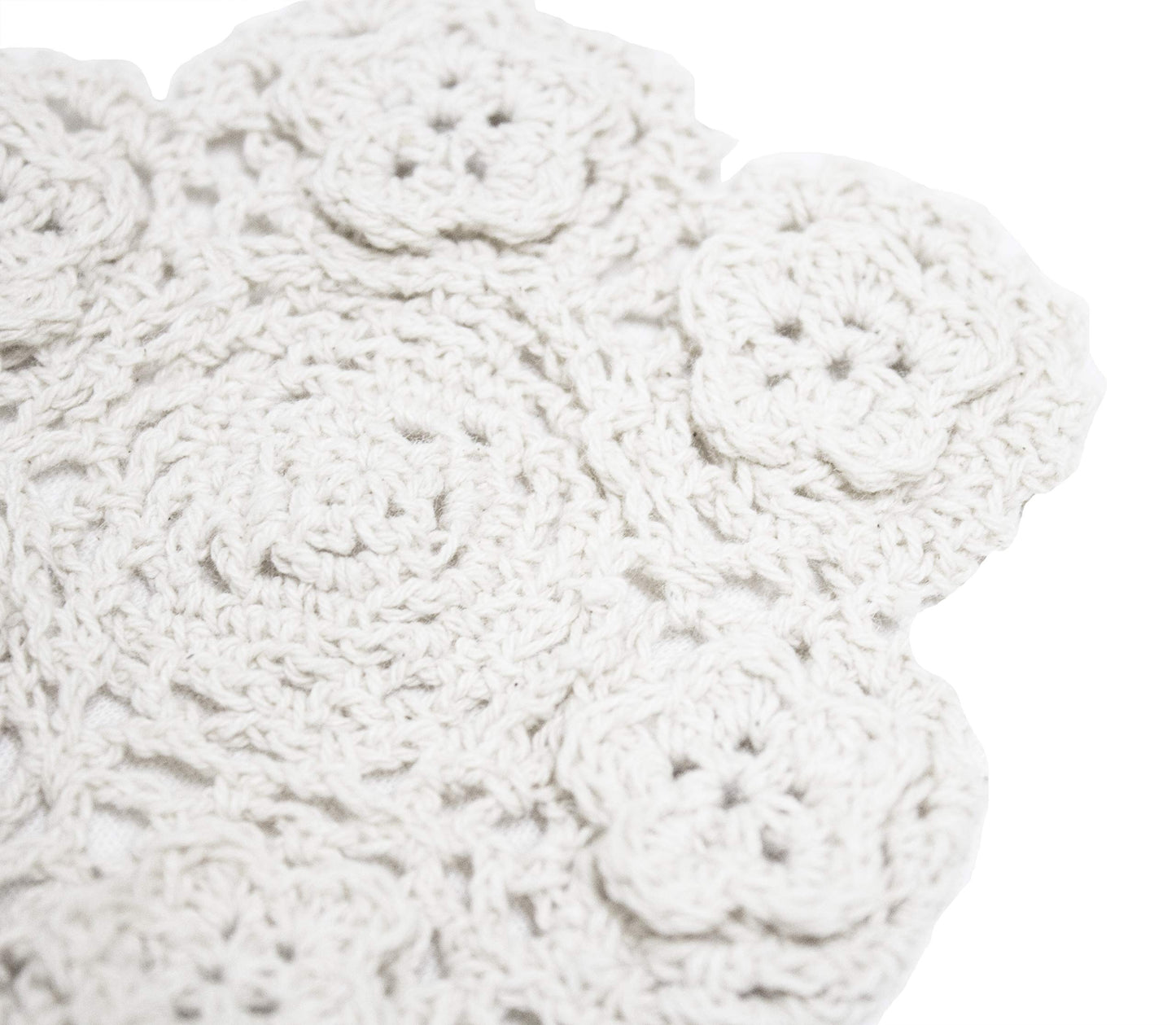 Fennco Styles Handmade 3D Flowers Crochet Lace Cotton Round Doilies, Set of 4