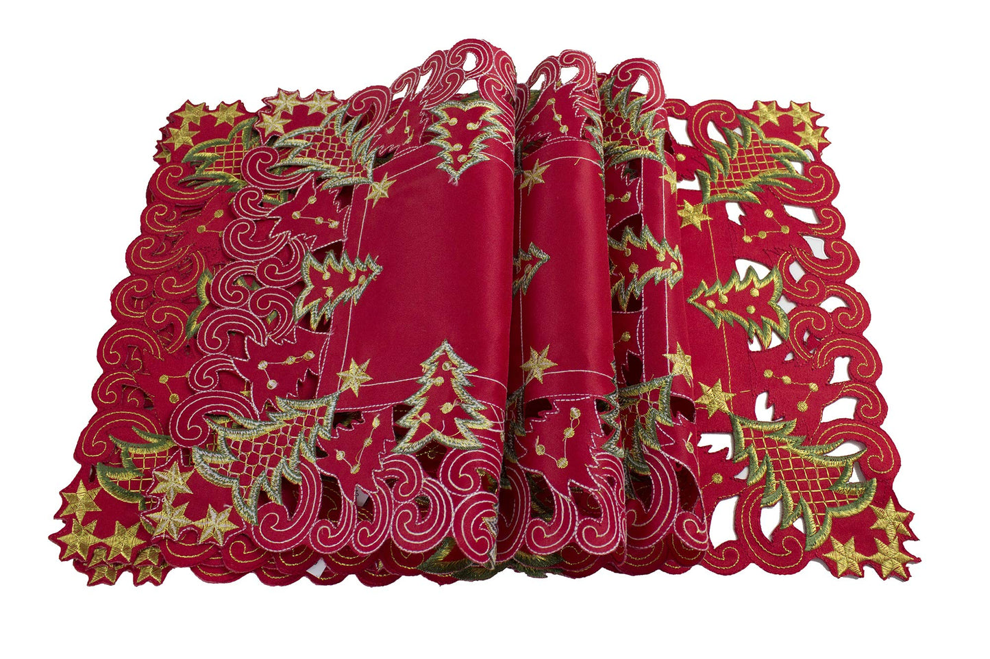 Fennco Styles Pandora Collection Holiday Christmas Tree Table Linens