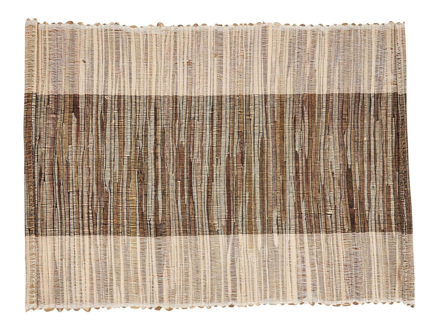 Fennco Styles Modern Water Hyacinth Banded Placemats 14 x 19 Inch, Set of 4 - Shimmering Table Mats for Home Décor, Dining Table, Banquets, Holiday and Special Events