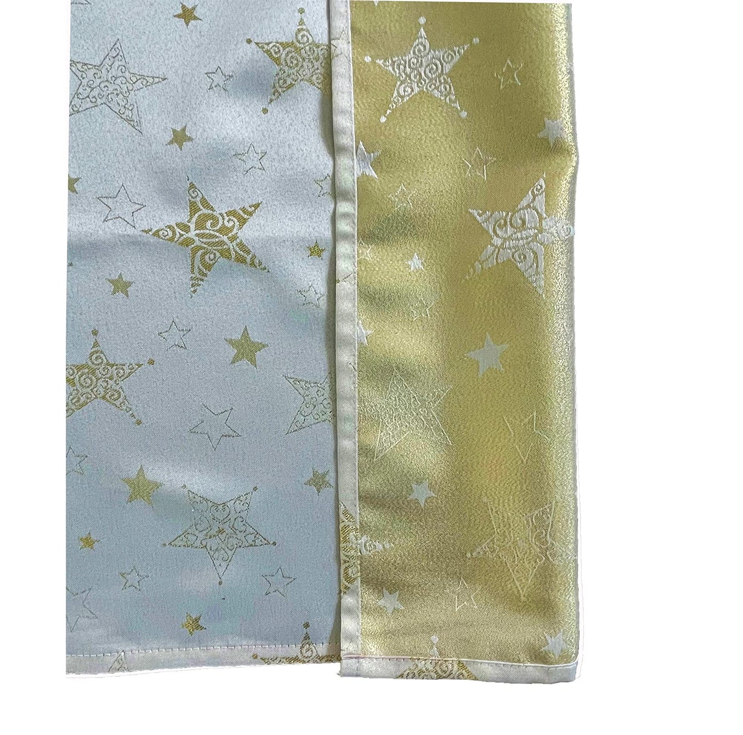 Fennco Styles Holiday Embroidered Metallic Star Tablecloth 70" W x 70" W - Ivory Woven Table Cover for Home Décor, Banquet, Family Gathering, Christmas, Special Occasion