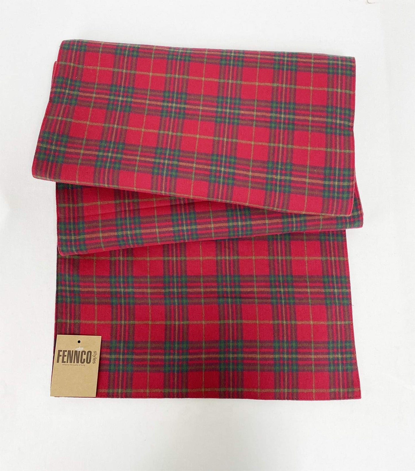 Fennco Styles Rustic Tartan Plaid Cotton Table Runner 16" W x 72" L - Terracotta Table Cover for Home Décor, Dining Table, Banquets, Holiday and Everyday Use