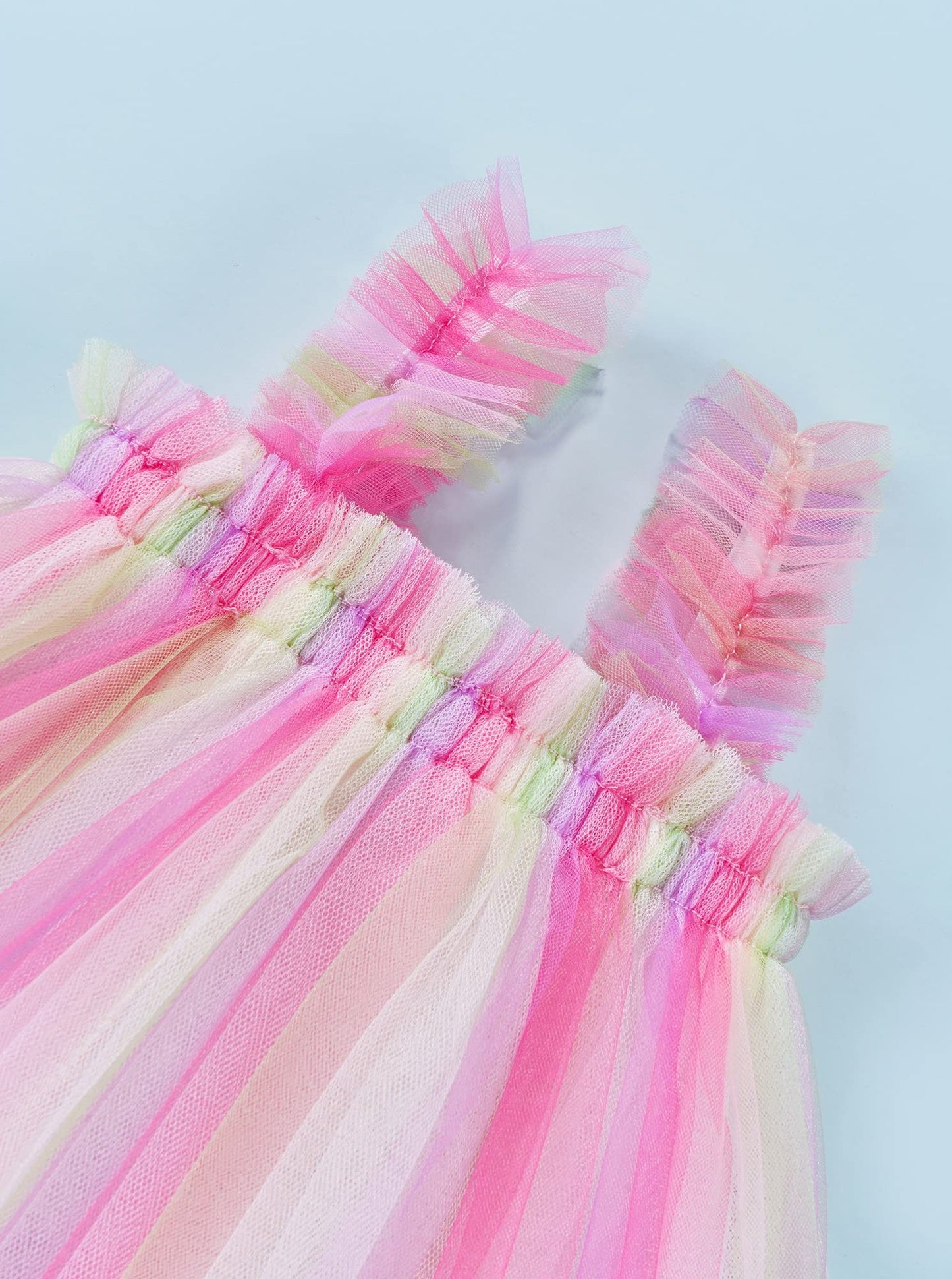 stylesilove Baby Toddler Girls Sleeveless Rainbow Mesh Tulle Star Tutu Dress Birthday Wedding Party Sundress Outfit