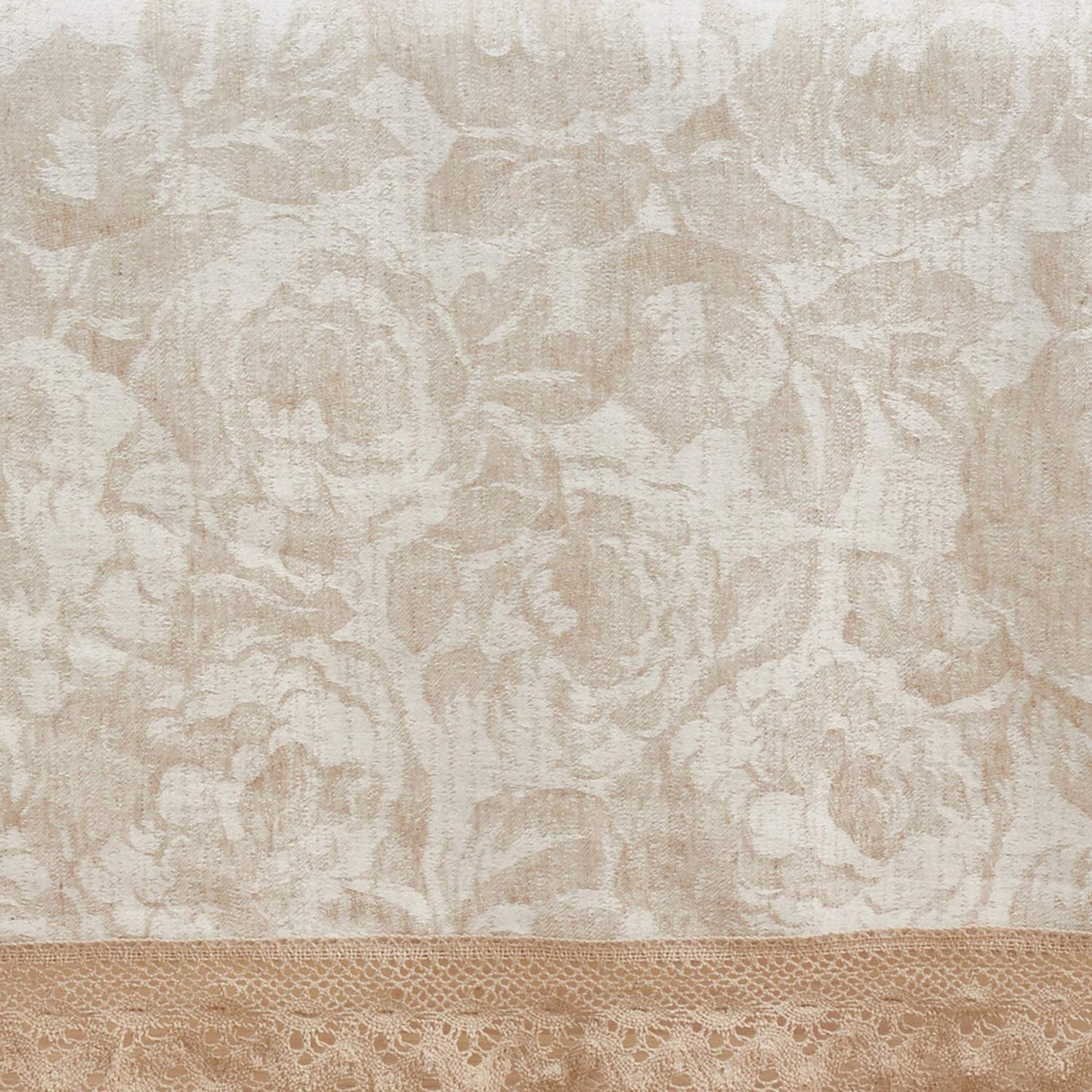 Fennco Styles Feronia Collection Country Jacquard Lace Trim Cotton Blend Table Linen – Natural Table Runner for Banquet, Family Gathering, Special Events and Home Décor