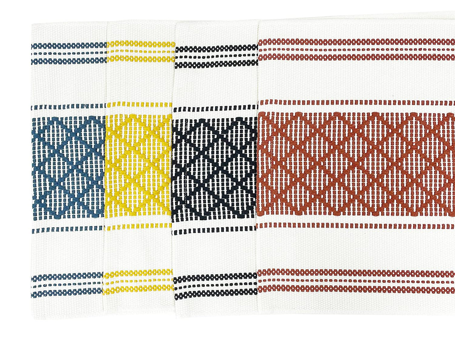 Fennco Styles Diamond Stitch Design Cotton Blend Placemats 14" W x 19" L, Set of 4 - Black Geometric Woven Table Mats for Boho Décor, Home, Dining Table, Banquets, Family Gatherings, Special Occasion