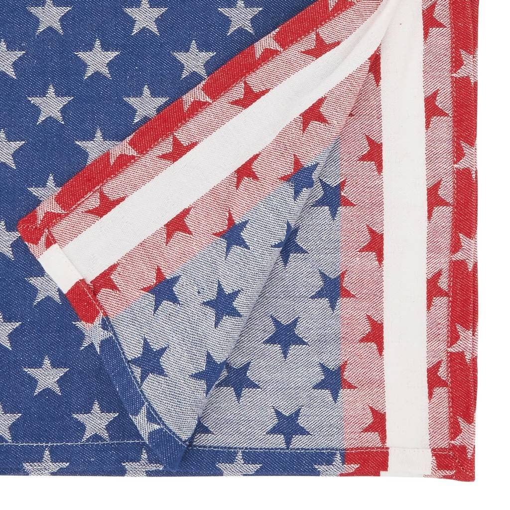 Fennco Styles Stripe Star Americana Cotton Table Runner 16" W x 72" L - Multicolored American Flag Inspired Table Cover for Home Décor, Dinner Parties, National Holidays