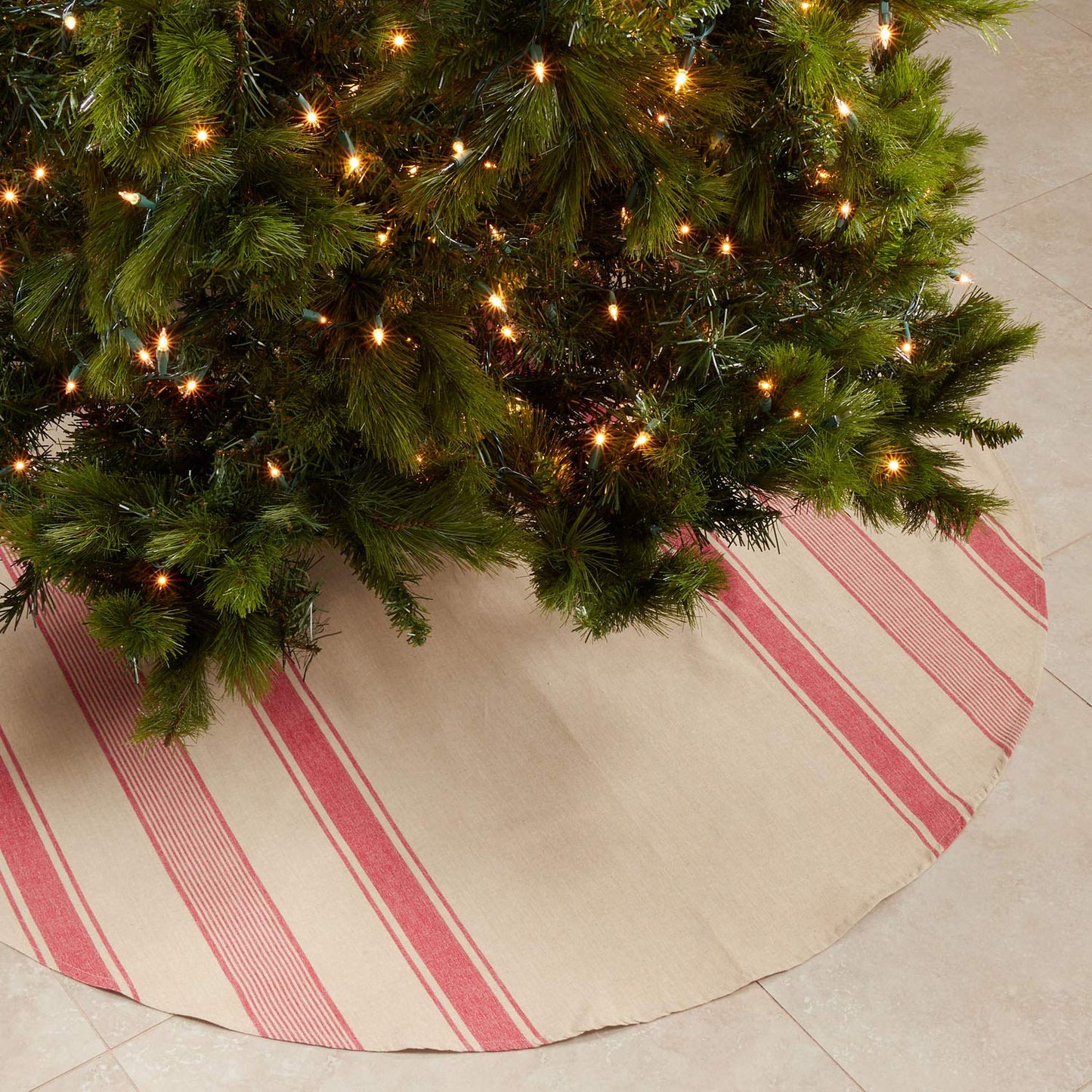 Fennco Styles Banded Design Decorative Cotton Christmas Tree Skirt 72 Inch Round - Striped Design Holiday Tree Skirt for Home, Christmas Tree, Indoor Outdoor Decoration and Special Events