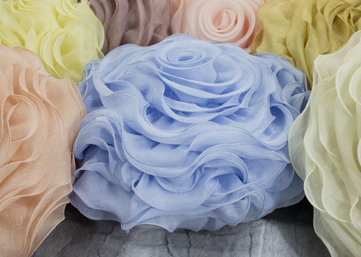 Fennco Styles Beautiful Handmade 3D Rose with Custom Made Fabric Decorative Throw Pillow 16" Round