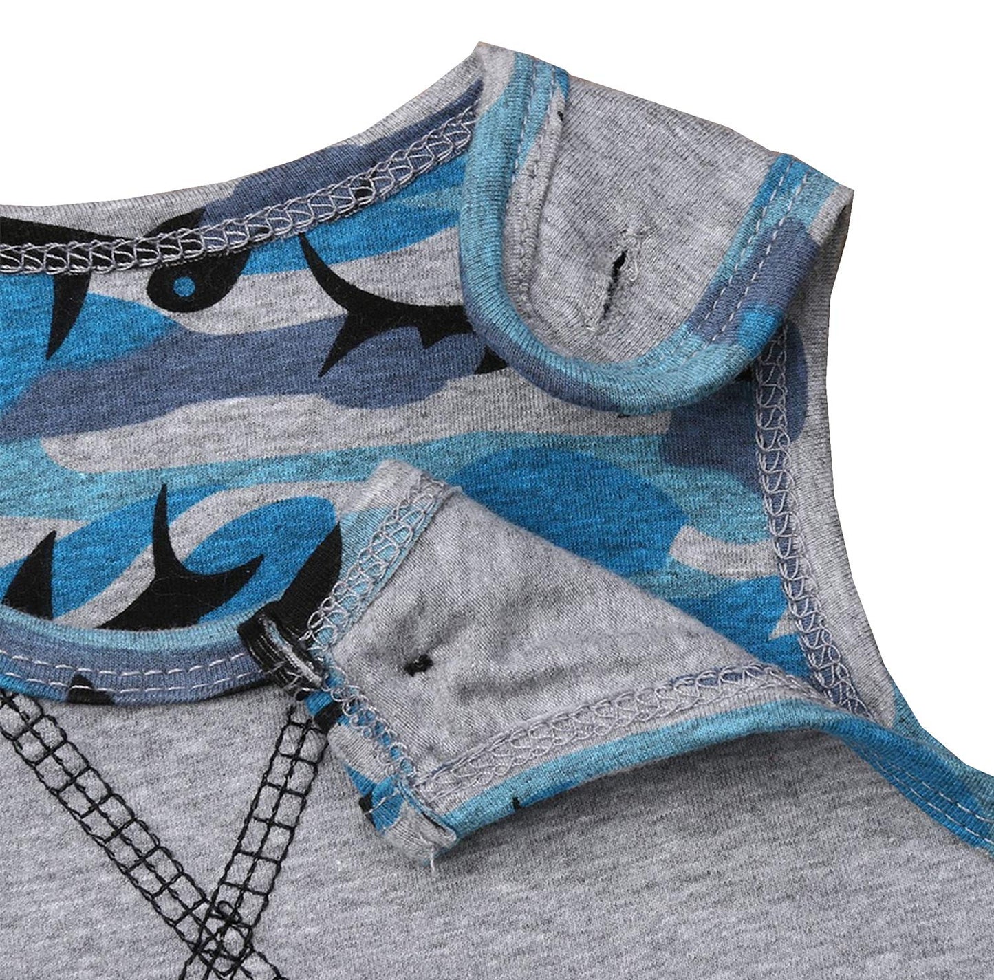 stylesilove Infant Baby Boys Grey Shark Cotton Romper Jumpsuit Spring Summer Casual Outfit