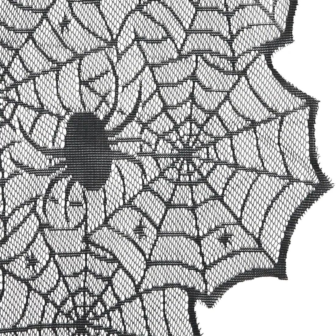 Fennco Styles Creepy-Crawly Spiderweb Table Runner 18" W x 72" L - Black Lace Table Cover for Home Halloween Décor, Family Gatherings, Themed Party and Special Events