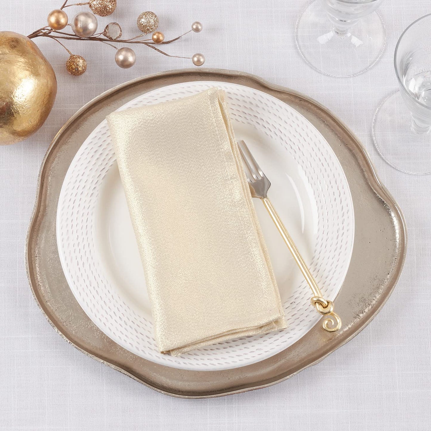 Fennco Styles Printed Snowflake & Ribbon Semi-Sheer Tablecloth - Gold Festive Table Topper for Home Décor, Banquets, Christmas, Holiday and Special Events