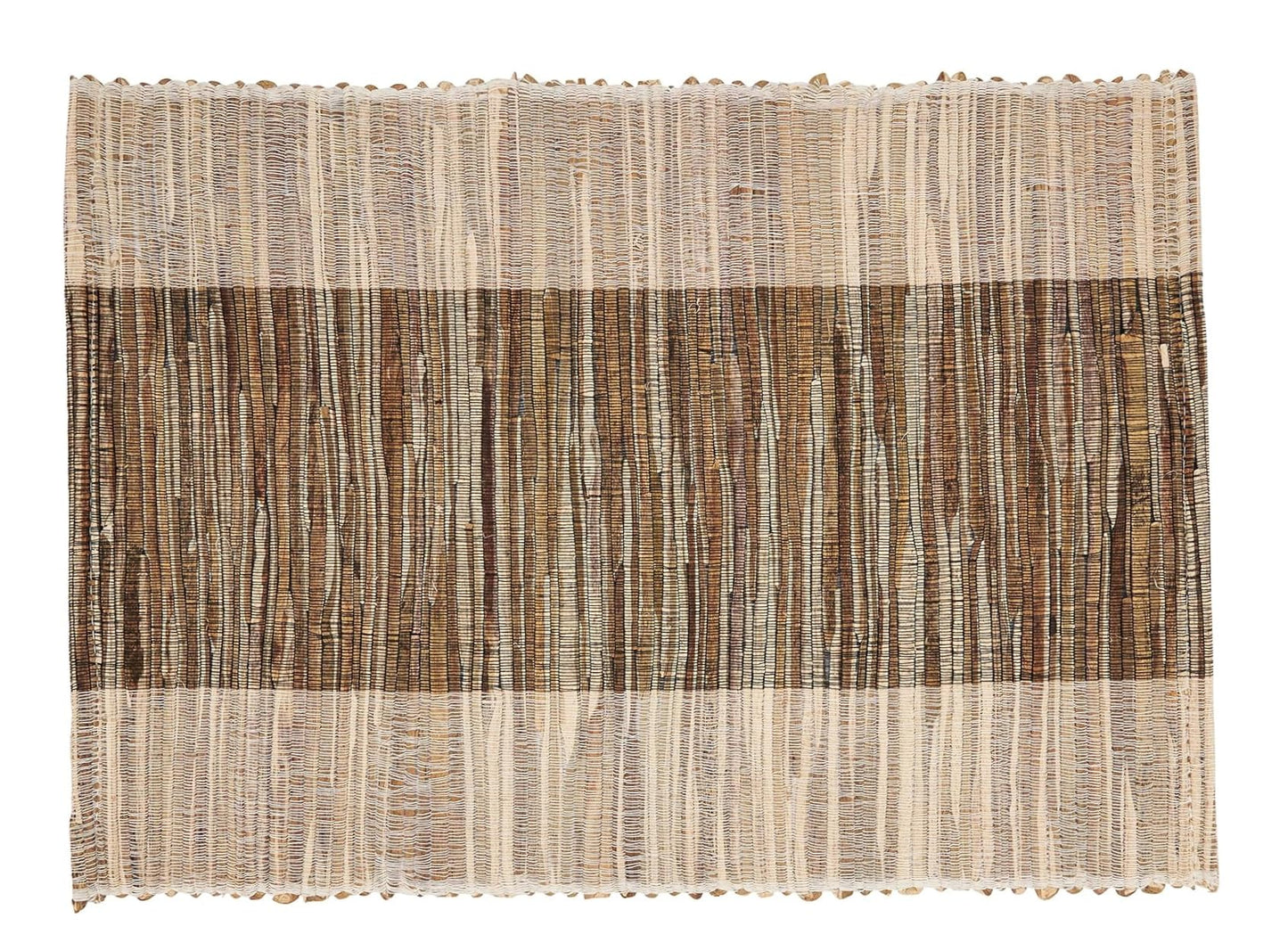 Fennco Styles Modern Water Hyacinth Banded Placemats 14 x 19 Inch, Set of 4 - Shimmering Table Mats for Home Décor, Dining Table, Banquets, Holiday and Special Events