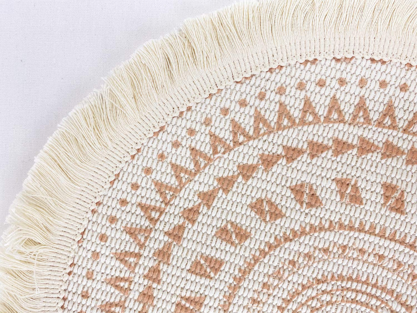 Fennco Styles Boho Geometric Fringe Decorative Cotton Placemats 13-inch Round, Set of 4 - Heat Resistant Insulation Table Mats for Home Decor, Dining Table, Banquets and Special Events