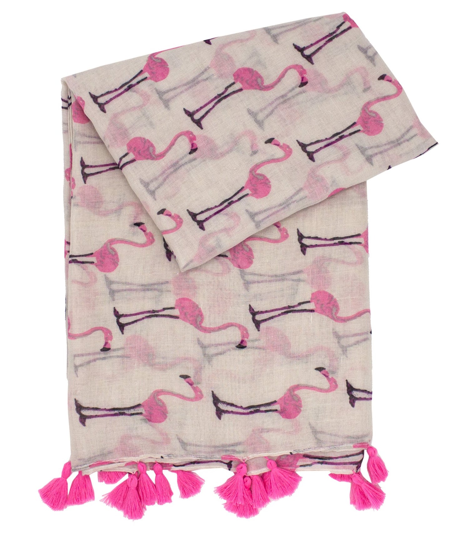 stylesilove Lightweight Womens Flamingo Tassels Soft Cotton Scarf Shawl