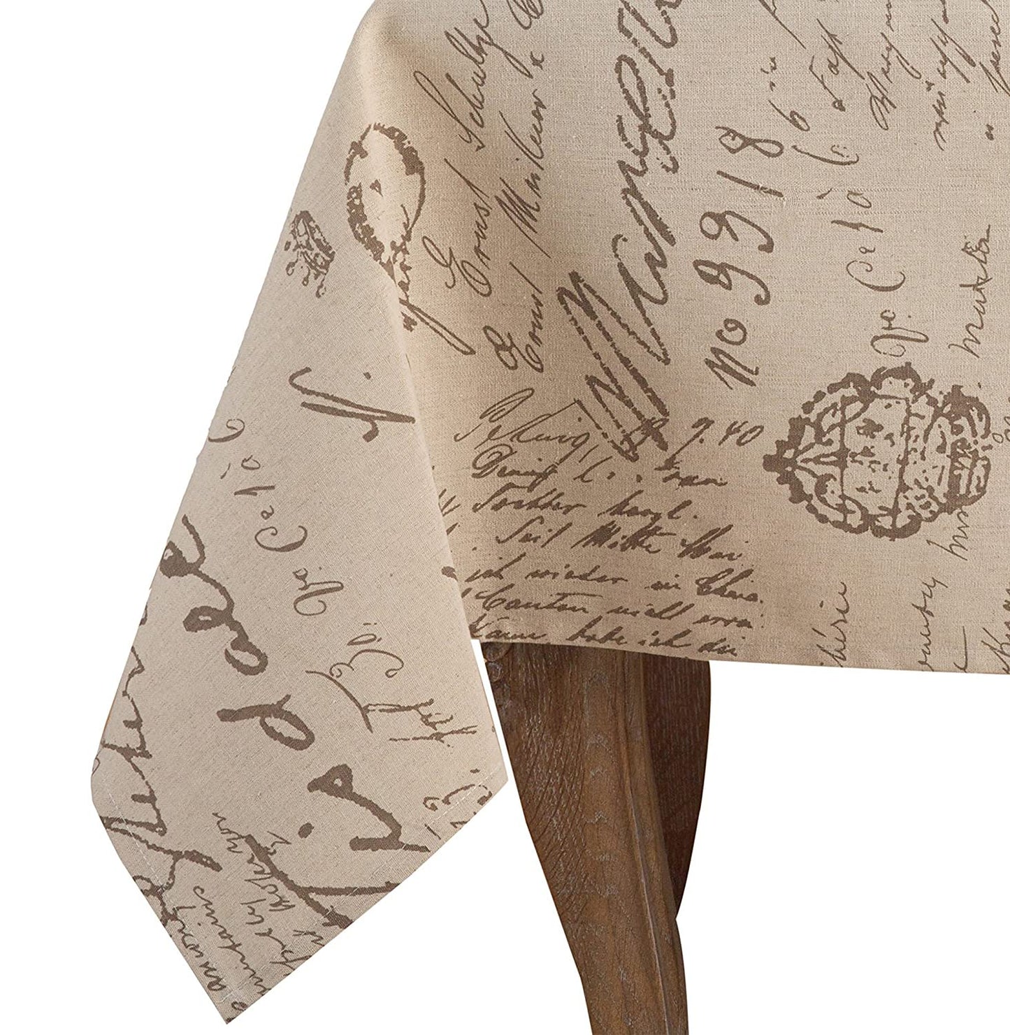 Fennco Styles Script Printed Contemporary Table Runner 16" W x 120" L - Natural Table Cover for Home, Dining Table, Banquet, Family Gathering and Special Occasion