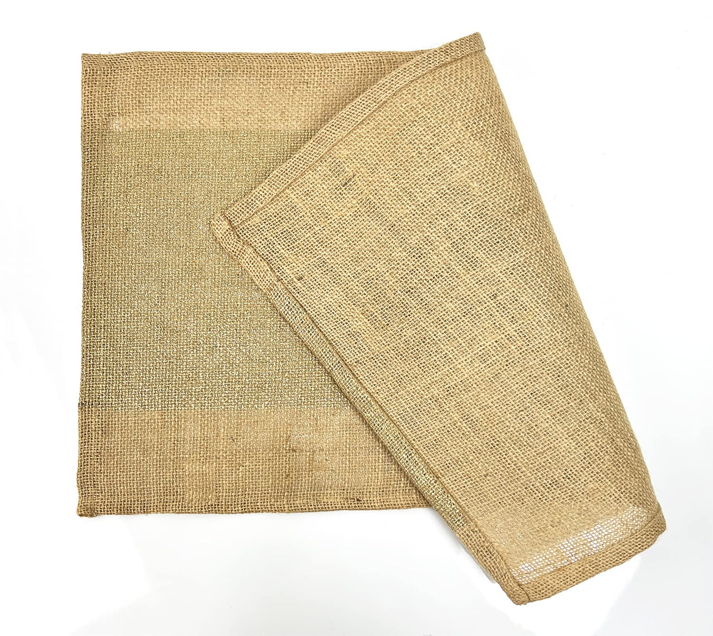 Fennco Styles Metallic Banded Foil Design Burlap Jute Placemats 13" W x 19" L, Set of 4 - Natural Table Mats for Home, Dining Table, Banquets, Holidays and Special Events