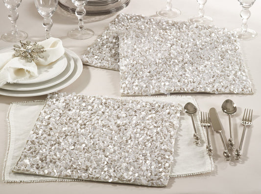Fennco Styles Gramercy Handmade Beaded Design Placemat - 1-Piece - 15" Square