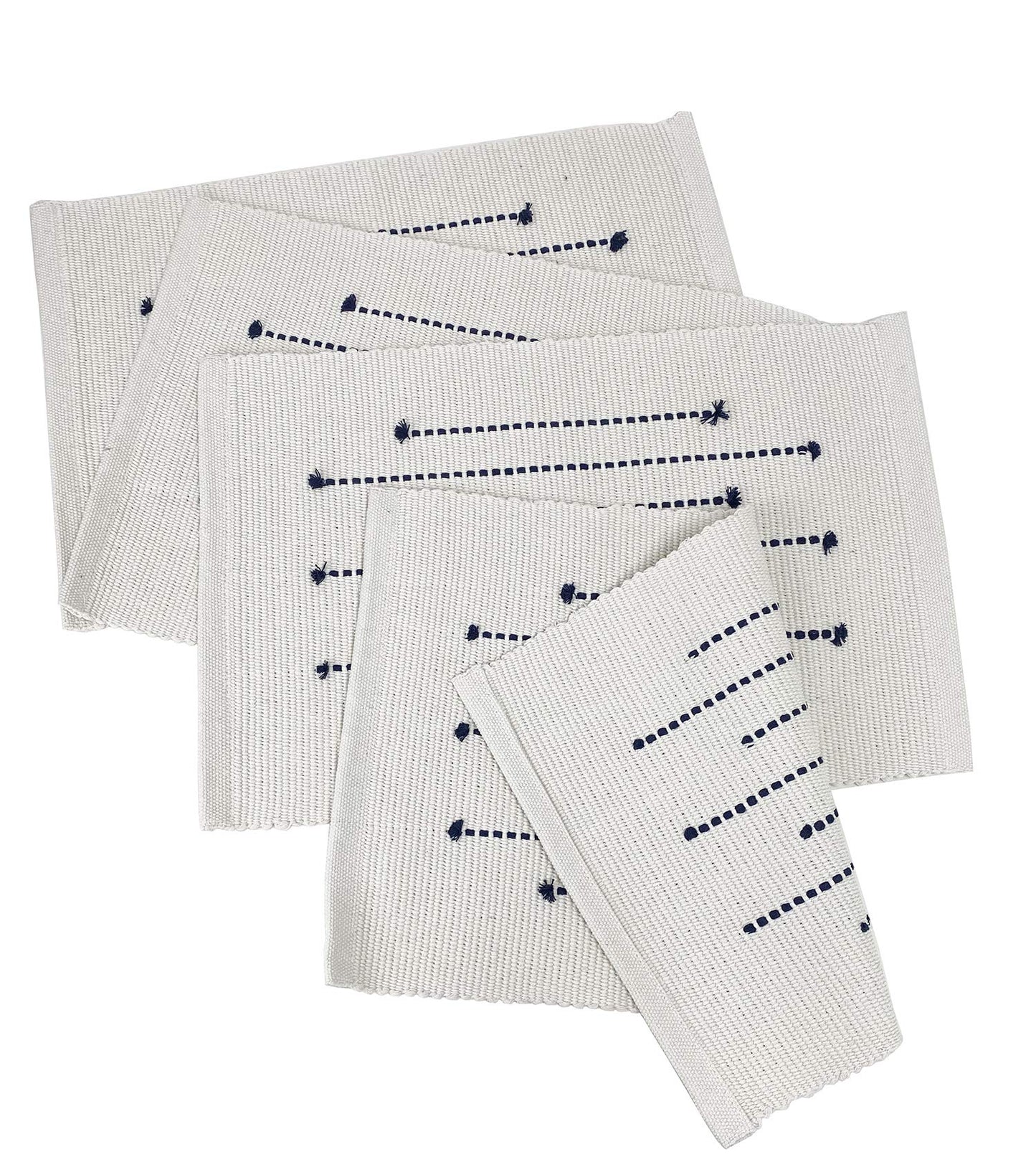Fennco Styles Black Stripe Textured Minimalist Decorative Cotton Placemats 13" W x 19" L, Set of 6 - Heat Resistant Insulation Table Mats for Home Décor, Dining Table, Banquets and Special Events