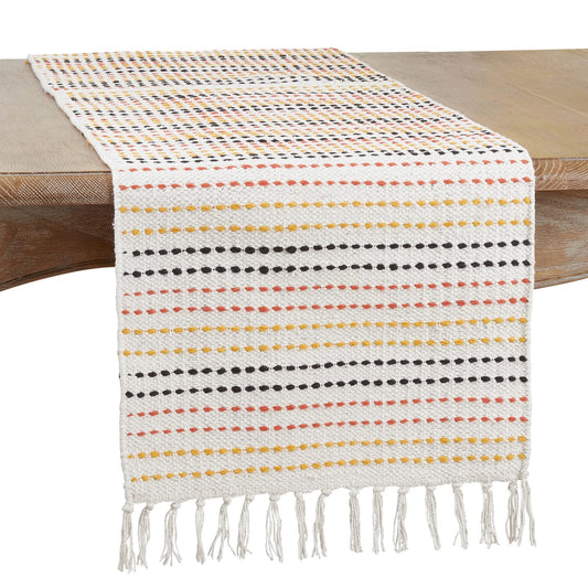 Fennco Styles Woven Stripe Cotton Table Runner 16" W x 72" L - Multicolored Rectangular Table Cover for Home Décor, Dining Table, Banquets, Family Gathering and Special Events