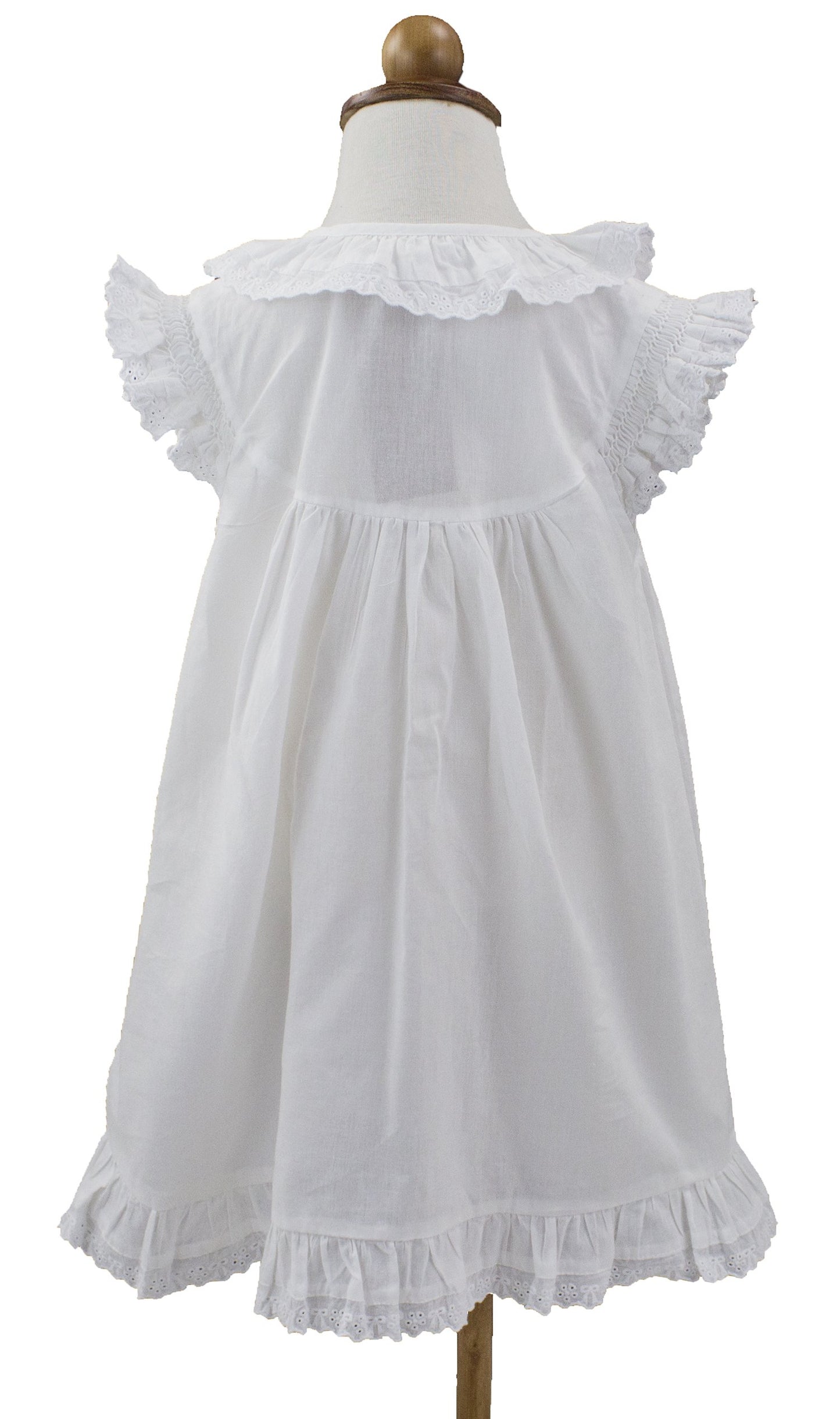 stylesilove Womens Handmade White 100% Pure Cotton Night Dress Sleepwear for Kids and Mother