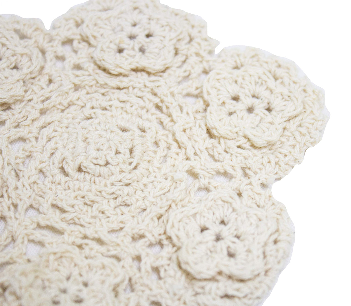 Fennco Styles Handmade 3D Flowers Crochet Lace Cotton Round Doilies, Set of 4