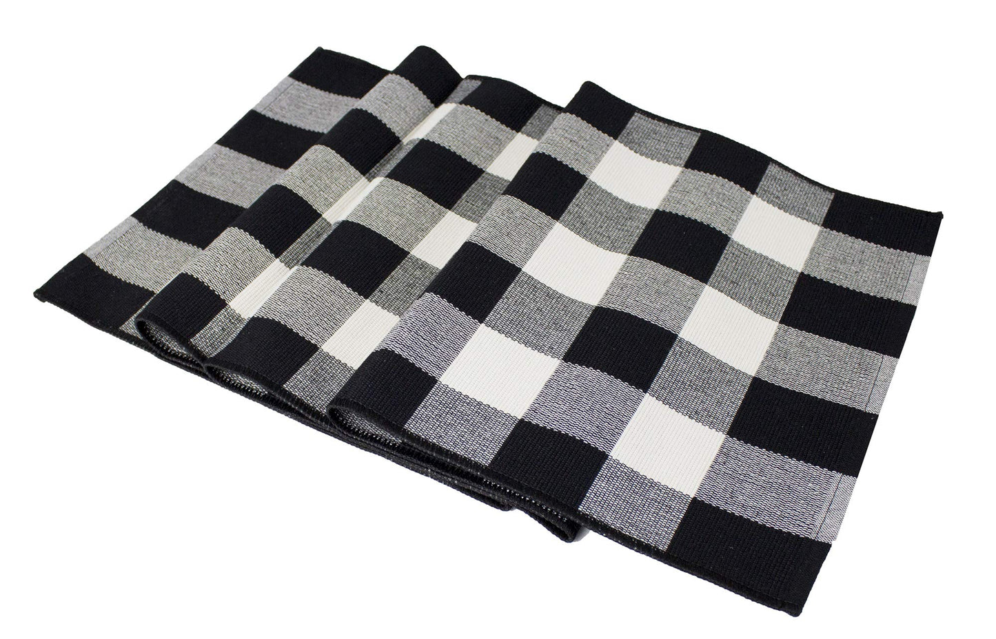 Fennco Styles Rustic Collection Buffalo Check with Rolled Hem Edge Table Runner
