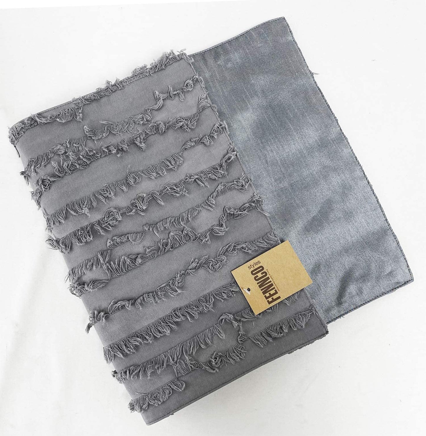 Fennco Styles Modern Fringe Stripe Cotton Table Runner 15" W x 72" L - Table Cover for Home Décor, Dining Table, Banquet, Everyday Use and Special Occasion