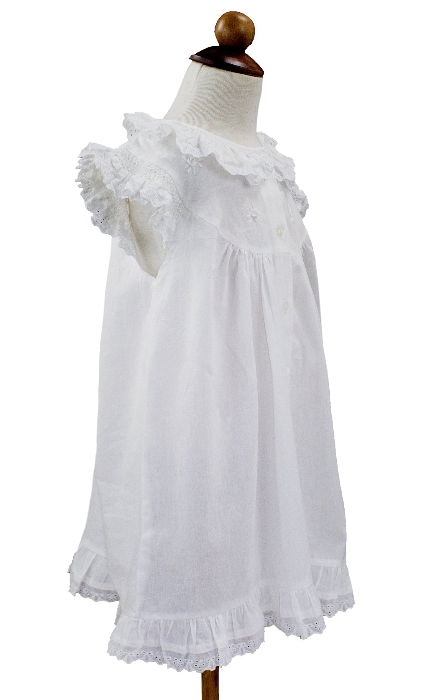 stylesilove Womens Handmade White 100% Pure Cotton Night Dress Sleepwear for Kids and Mother